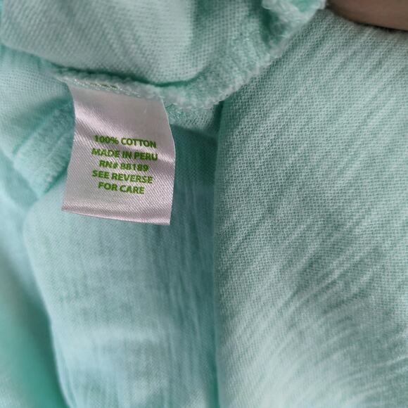 Lilly Pulitzer Mint Green Tunic Top Women's M Side Slits 3/4 Sleeve Embroidered - Picture 4 of 10